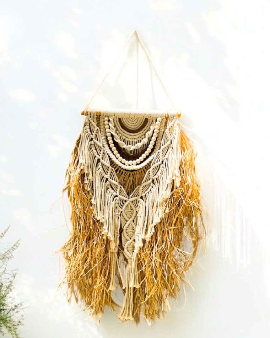 Semi-circle Macramé with Raffia | Best home decor