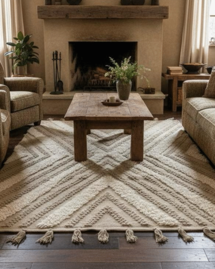 handmade Kilim Brown and beige pattern carpet - Image 1