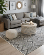 handmade Kilim Black and beige pattern carpet