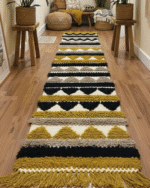 Handmade Kilim Wool Rug – Off-White Grey & Mustard