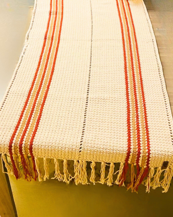 Handmade multicolor Cotton Crochet table runner - Image 2