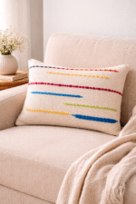 Handloom colorful striped cushion Soft Cotton  Cover with Plush Filling for Sofa Bed or Living Room Décor – Nature-Inspired Modern Cushion - Image 5