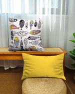 Fish & Sunshine Yellow Cushion