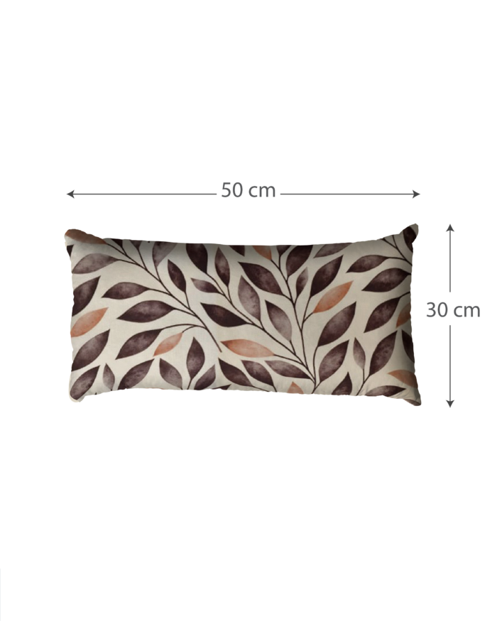 Brown Leaf Print & Solid Decorative Cushion Set – 100% Polyester Throw Pillows – Earth Tone Beige Mocha & Coffee Brown(45x45 cm - 50x30) - Image 4