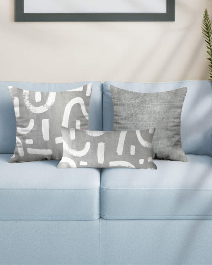 cushion modern grey abstract print set