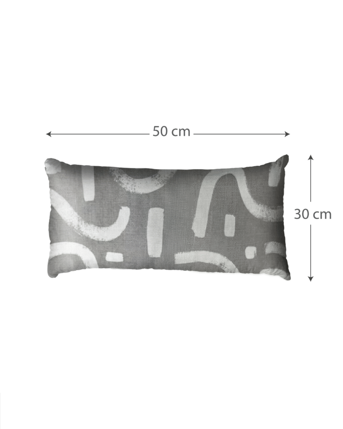 Modern Grey Abstract Print Cushion  – Decorative Throw Pillows in Soft White & Charcoal  (45x45 | 50x30 cm) - Image 3