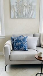 Dark Teal Leaf Print & Solid Cushion – 100% Polyester Decorative Throw Pillows  –Dark Grey & White Leaf Pattern (45x45 | 50x30 cm) - Image 5