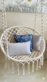 Dark Teal Leaf Print & Solid Cushion – 100% Polyester Decorative Throw Pillows  –Dark Grey & White Leaf Pattern (45x45 | 50x30 cm)