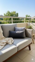 Beige & Black Tribal Ikat Pattern and Solid Color Cushion   Decorative Pillows (45x45 | 50x30 cm)