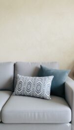 green & Grey Cushion  – Geometric Ikat Pattern & Solid Color Throw Pillows (45x45 | 50x30 cm)