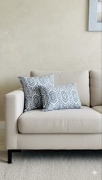green & Grey Cushion  – Geometric Ikat Pattern & Solid Color Throw Pillows (45x45 | 50x30 cm) - Image 4