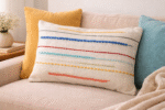 Handloom colorful striped cushion Soft Cotton  Cover with Plush Filling for Sofa Bed or Living Room Décor – Nature-Inspired Modern Cushion - Image 6
