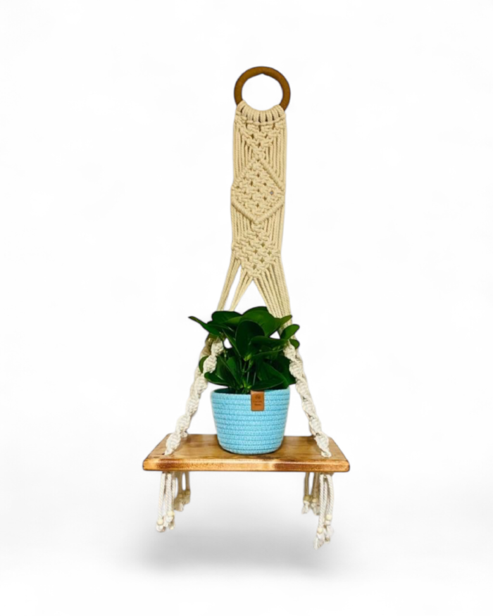 handcrafted macramé shelf