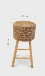 Counter Stool with Handwoven Seat Halfa Grass & Pine Wood Natural 45x82 cm for Kitchen Bar - Image 6