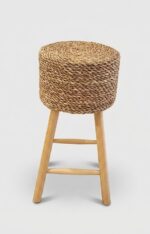 Counter Stool with Handwoven Seat Halfa Grass & Pine Wood Natural 45x82 cm for Kitchen Bar