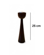 Coffee Brown Modern Wooden Taper Candle Holder – Handcrafted Solid Wood Tealight Stand with Sleek Minimalist Design – Elegant Decorative Accent for Dining Table Mantel Living Room or Rustic Home Decor - Image 2