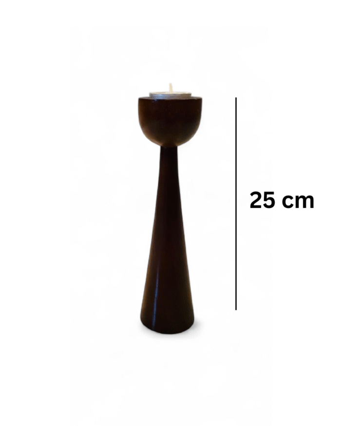 Coffee Brown Modern Wooden Taper Candle Holder – Handcrafted Solid Wood Tealight Stand with Sleek Minimalist Design – Elegant Decorative Accent for Dining Table Mantel Living Room or Rustic Home Decor - Image 2
