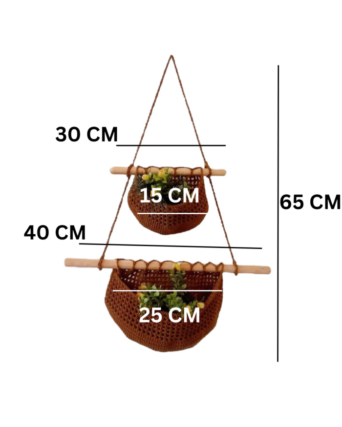 Crochet Hanging basket organizer Storage for Kitchen Bedroom or Bathroom - Image 2