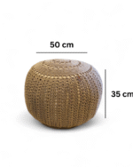 Handwoven Round Knitted Pouf Ottoman – Boho Chic Cotton Braided Floor Seat Footrest or Accent Stool – Lightweight & Durable Bean Bag Style Ottoman for Living Room Bedroom or Cozy Reading Nook - Image 2