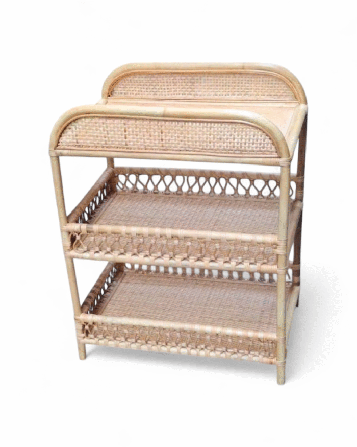 Bamboo Natural Rattan 3-Tier Storage Shelf – Handcrafted Bamboo Organizer - Image 2