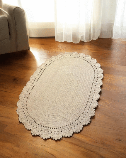 handmade off-white thick thread knitting pattern
