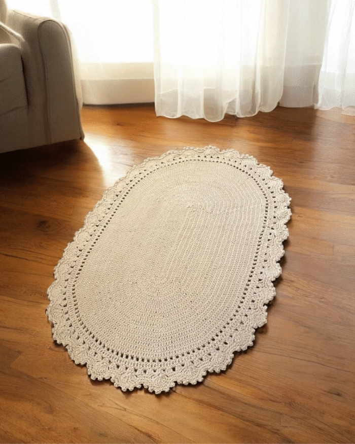 handmade off-white thick thread knitting pattern