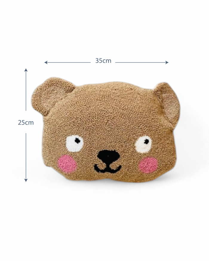 Teddy Bear  Cuddly Bear Face Pillow for Kids –Plush Sherpa Fleece Cushion with Embroidered Details – Cozy, Animal-Shaped Decorative Pillow for Toddlers, Nurseries & Play Spaces - Image 2