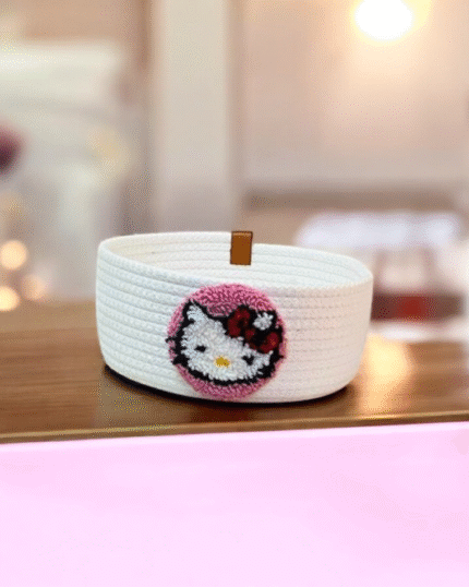 Round Hello Kitty jute organizer