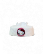 Hello Kitty  Handcrafted Jute Tissue Box Cover with Embroidered Kitty Motif in Soft Pink Frame - Image 2