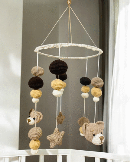Crochet teddy bear mobile
