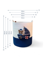 Bear on the Ship Handcrafted Jute Toy Storage Basket – Embroidered Bear Sailor with Life Preserver Accent for Kids' Rooms & Nurseries - Image 2