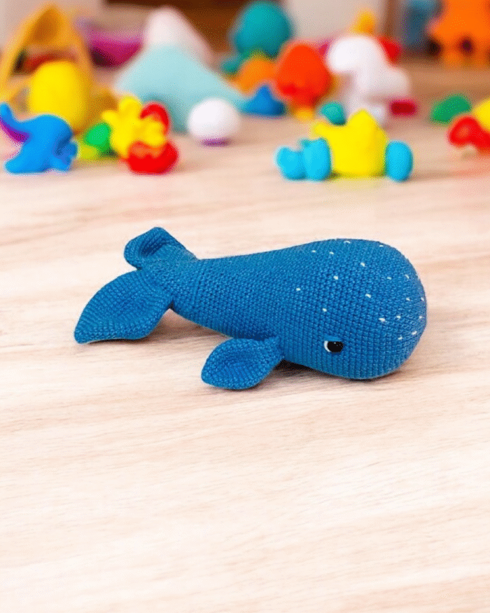Bear on the Ship Ocean Friends Crochet Duo – Whale Plush Toy - Soft Knit Stuffed Ocean Animal for Kids - Eco-Friendly and Safe for All Ages - Perfect for Playrooms and Gifting - Image 1