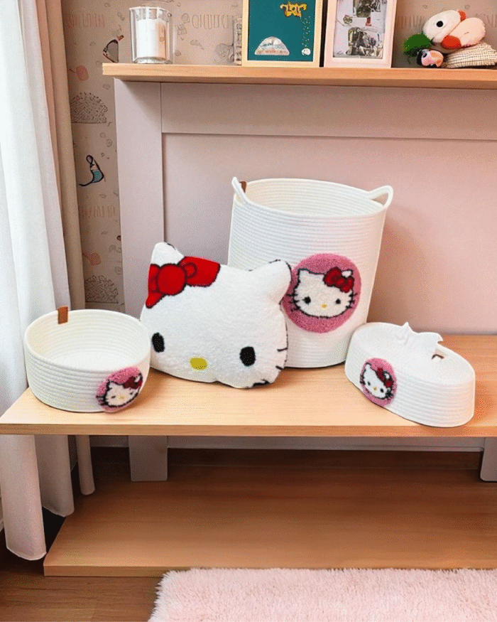 Hello Kitty Plush Kitty Face Pillow for Kids – Ultra-Soft Sherpa Fleece Cushion with Iconic Red Bow – Cozy Decorative Accent for Beds Cribs & Play Areas - Image 3