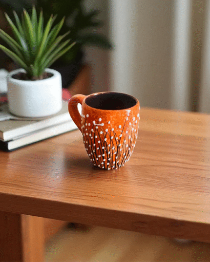 Handmade orange floral mug