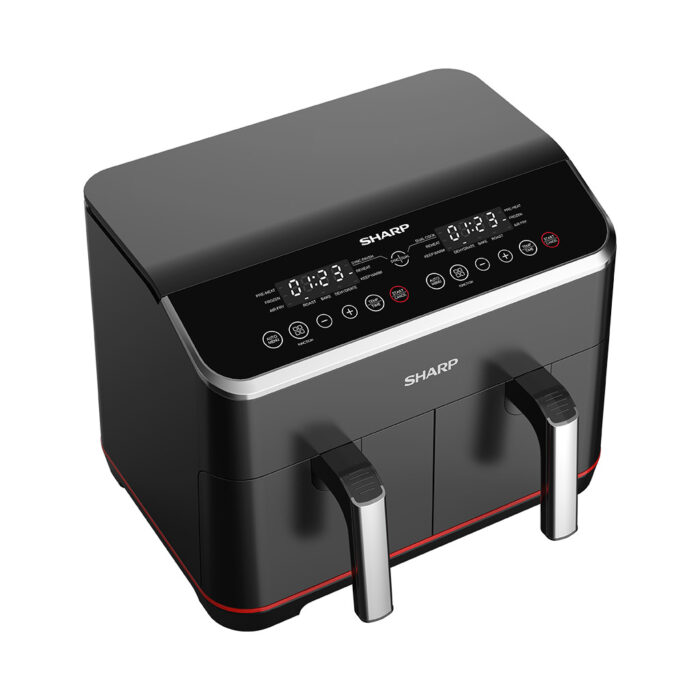 SHARP Air Fryer Dual Cook 1800 Watt 8 Liter Electronic Touch Screen Glass Panel Stainless KF-DF80RT-EK2 - Image 3