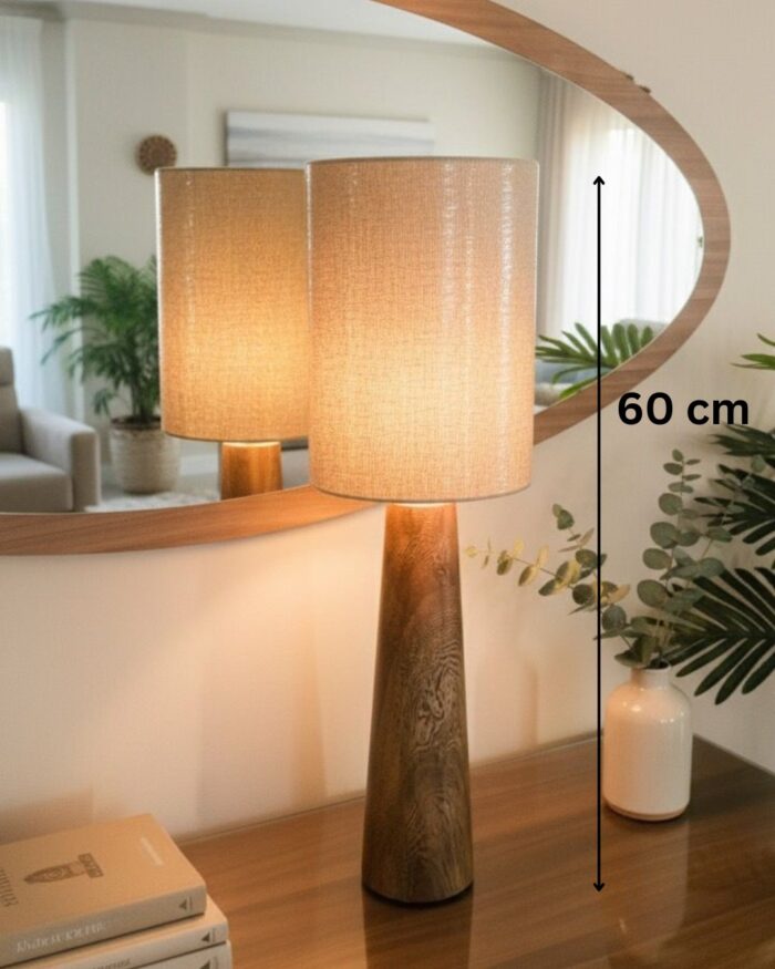Handmade Modern Rustic Wooden Table Lamp set with Natural Solid Wood Base and Linen Fabric Shade – Warm Ambient Lighting for Living Room Bedroom or Office – Minimalist Scandinavian Style Home Décor - Image 2