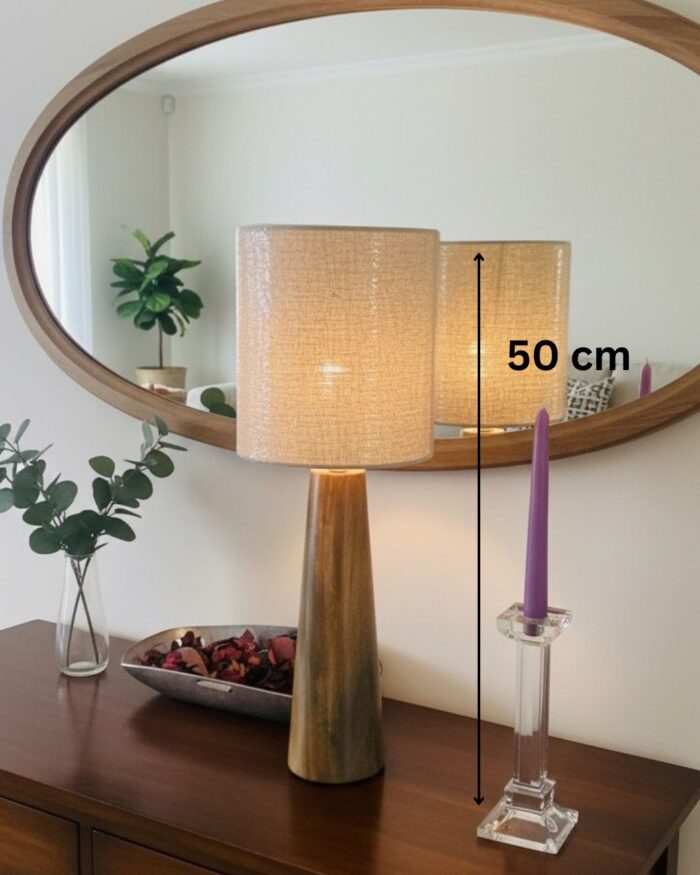 Handmade Modern Rustic Wooden Table Lamp set with Natural Solid Wood Base and Linen Fabric Shade – Warm Ambient Lighting for Living Room Bedroom or Office – Minimalist Scandinavian Style Home Décor - Image 3
