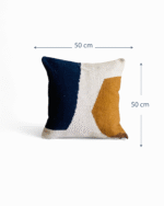 Modern Handmade kilim Decorative Throw Pillow Cushion  –  Blend Square Accent Pillow with Abstract Geometric Pattern in Navy Blue Mustard Yellow White and Brown Color Blocks – Stylish Living Room Sofa Couch and Bedroom Home Decor - Image 2