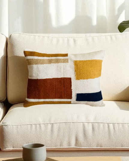 Sunset geometry art cushion