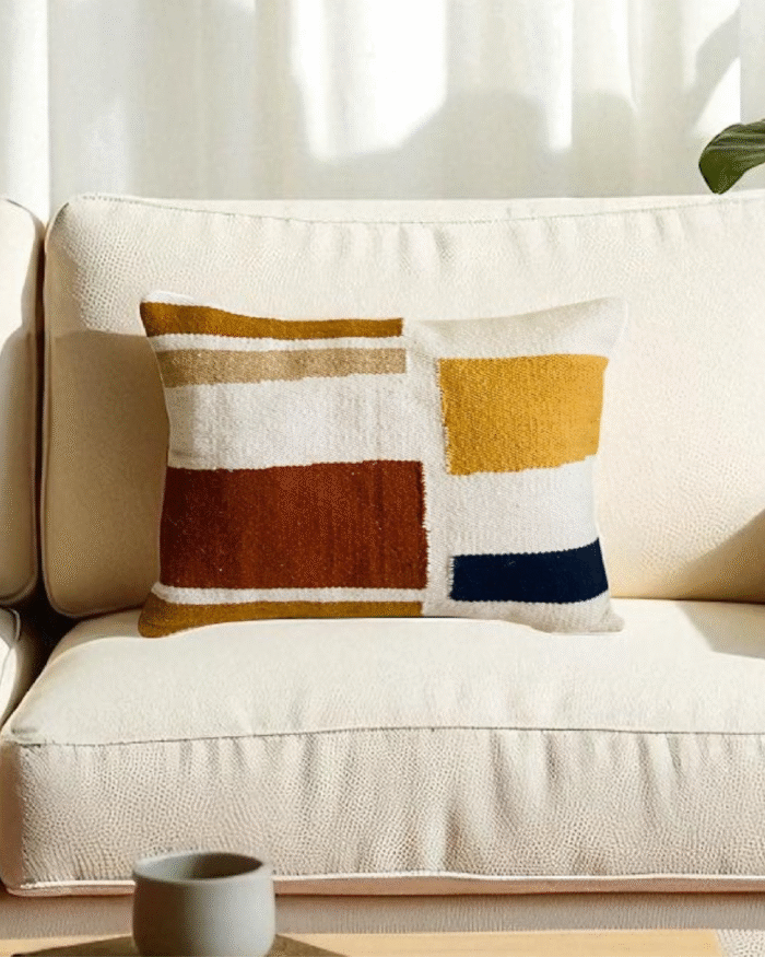 Sunset geometry art cushion