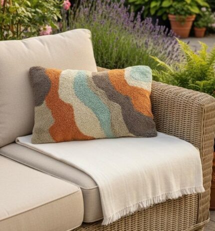 punch needle throw pillow cover
