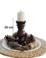 Handcrafted Dark Wood Candle Holder Set of 2 – Tall and Short Rustic Pillar Stands with Elegant Turned Design – Decorative Wooden Pedestal for Living Room Dining Table Mantel or Farmhouse Centerpiece Décor – Fits Standard Pillar Candles - Image 4