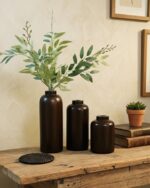 Rustic Dark Wood Vase Set