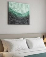 Waves of Earth & Sky" –  Textured Abstract Wall Art on MDF Panel (70x80 cm) | Handcrafted Modern Organic Decor in Gradient Green Grey & Ivory Tones - Image 3