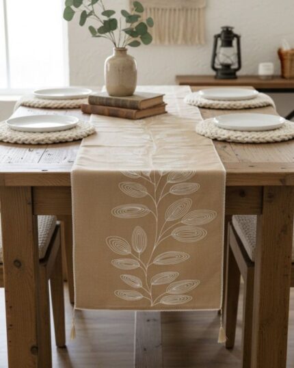 linen table runner embroidered