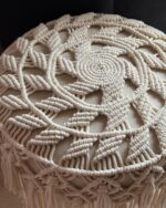 Artisan Handmade Macramé Pouf – Bohemian Cotton Ottoman with Detailed Knotwork and Fringe Edges - Image 3