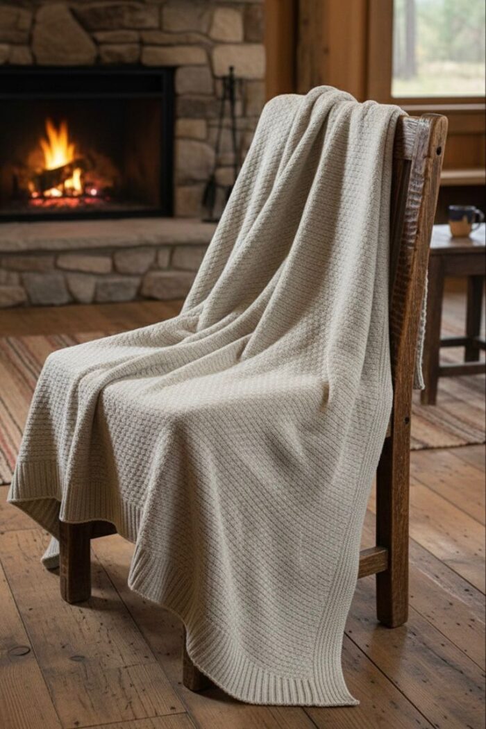 Handmade Knitted Cotton Throw Blanket – Ultra-Soft Waffle Texture Couch & Bed Cover with Ribbed Edges – Cozy All-Season Decorative Knit Blanket for Sofa Living Room & Bedroom (Available in Black Grey and Offwhite-Kaki-Beige) - Image 16