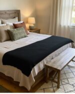 Handmade Knitted Cotton Throw Blanket – Ultra-Soft Waffle Texture Couch & Bed Cover with Ribbed Edges – Cozy All-Season Decorative Knit Blanket for Sofa Living Room & Bedroom (Available in Black Grey and Offwhite-Kaki-Beige) - Image 11