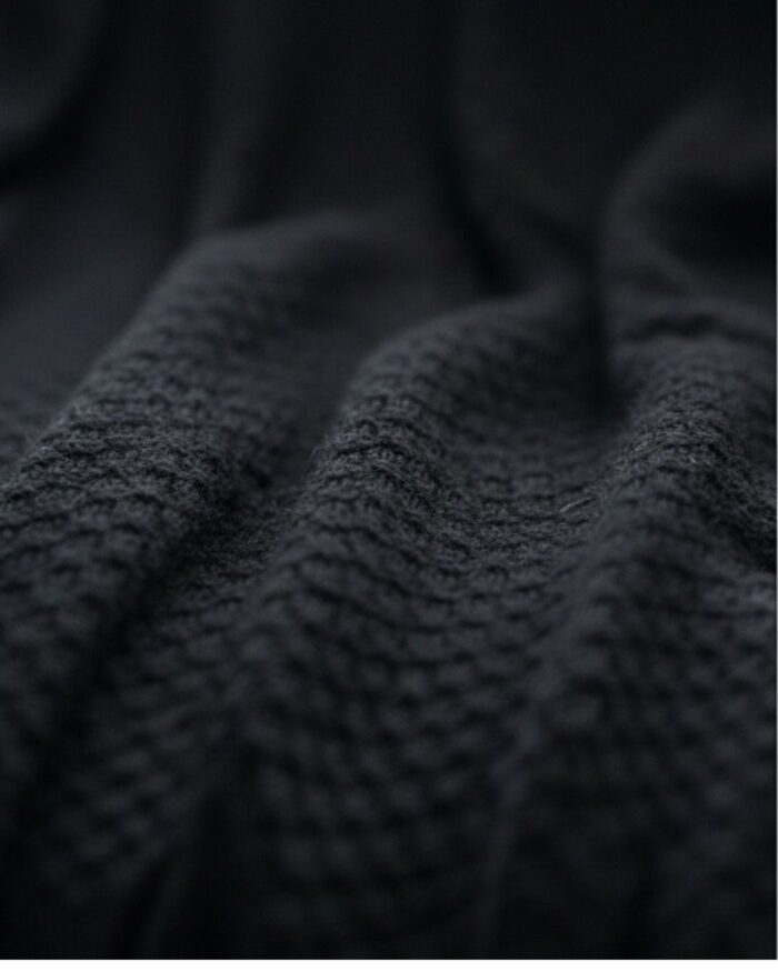 Handmade Knitted Cotton Throw Blanket – Ultra-Soft Waffle Texture Couch & Bed Cover with Ribbed Edges – Cozy All-Season Decorative Knit Blanket for Sofa Living Room & Bedroom (Available in Black Grey and Offwhite-Kaki-Beige) - Image 10