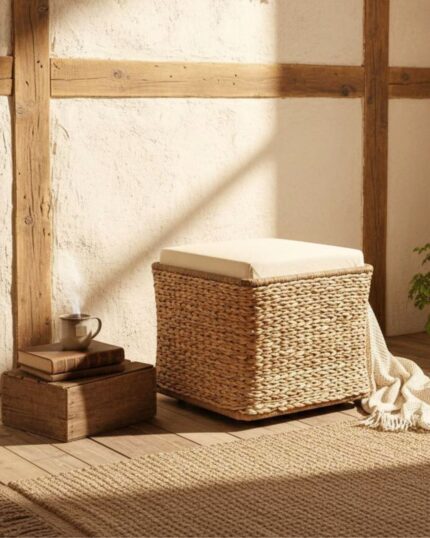 banana leaf woven pouf